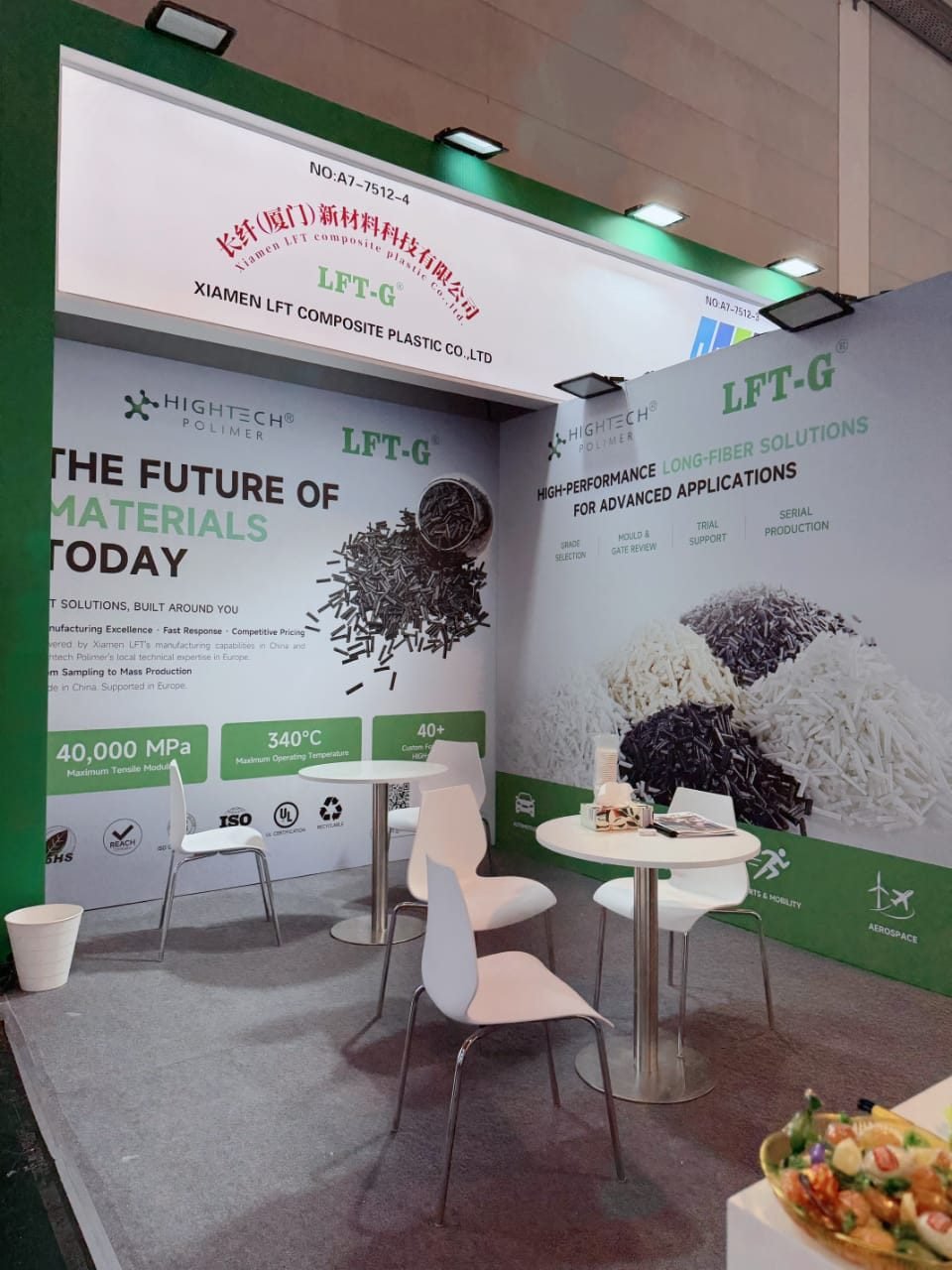Overview of the LFT-G and Hightech Polimer stand at Fakuma 2026